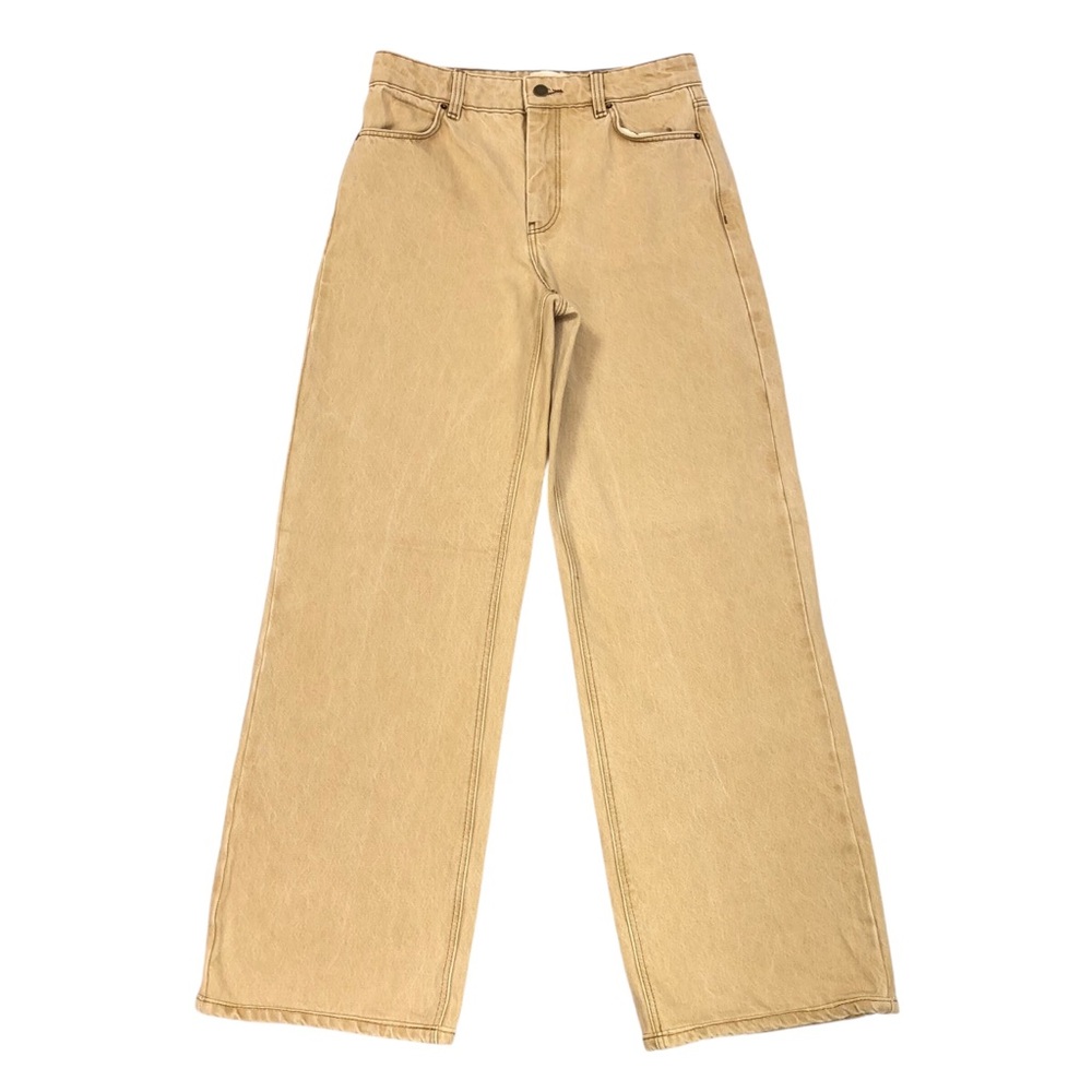Sezane Denim Wide Leg Jean Size Euro 38 US 29 Tan 30" Inseam Relax Fit High Rise